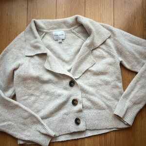 Pink Rose Women's Beige Button-Up Cardigan